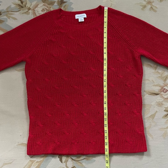 Red cable knit sweater with metallic thread, Liz Clairborn size XL cotton - Picture 6 of 6